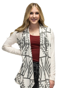 8320-Black and White Aztec Cardigan