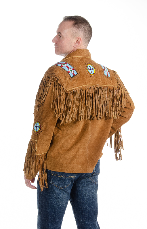485 - Men's Fringe Suede Jacket w/ Beads & Braids