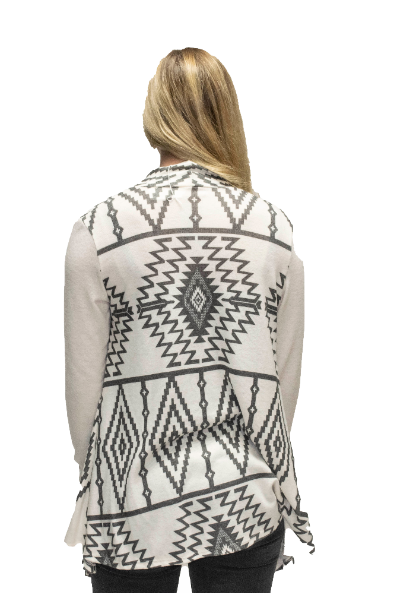 8320-Black and White Aztec Cardigan
