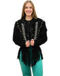 9713 - Ladies' Beaded Suede Jacket w/ Fringe & Bone Detailing