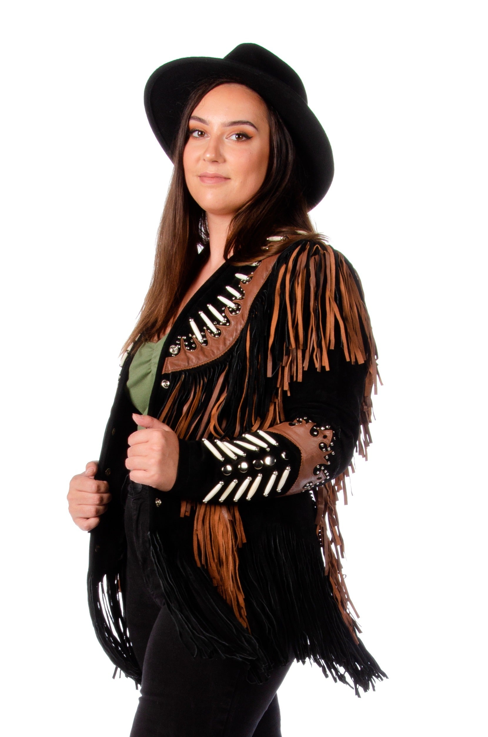 9711 - Ladies' Black & Brown Suede & Leather