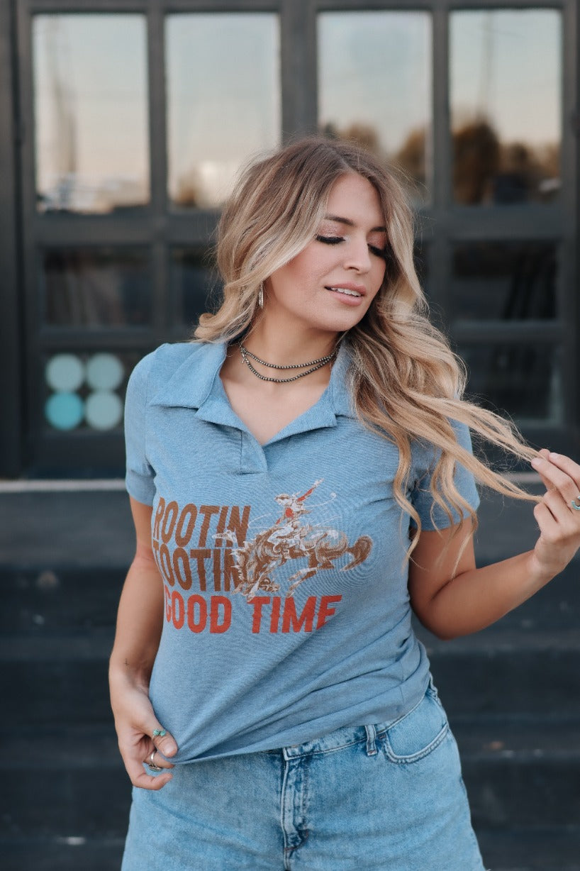 Women's Western Graphic Polo Shirt | Rootin' Tootin'