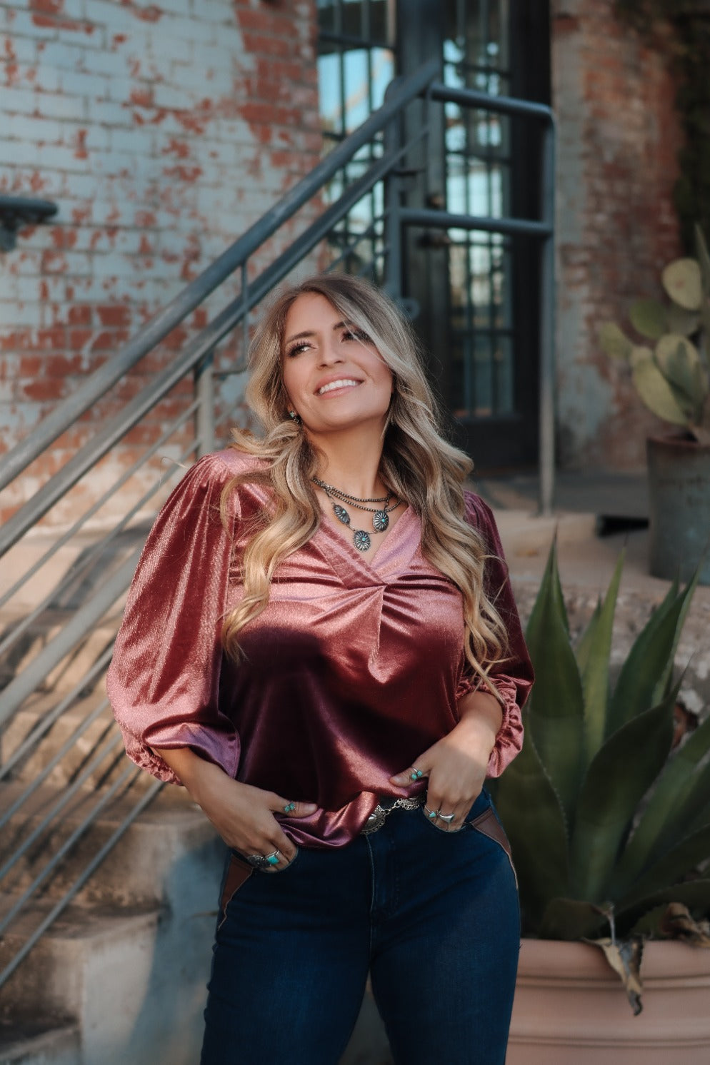 Women's Crushed Velvet Blouse | Rosalie